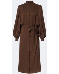 Valentino - Belted Chevron Jacquard Silk Midi Dress - Lyst