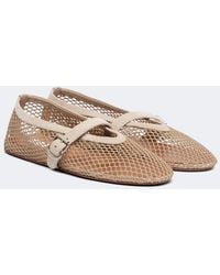 Alaïa - Suede-Trimmed Fishnet Ballet Flats - Lyst