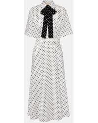 Valentino - Polka-Dot Cotton Poplin Midi Dress - Lyst