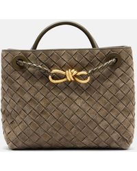 Bottega Veneta - Andiamo Intrecciato Small Suede Tote Bag - Lyst