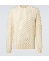 Sunspel - Cable-Knit Wool Sweater - Lyst