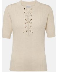 Dries Van Noten - Lace-Up Ribbed-Knit Wool-Blend Top - Lyst