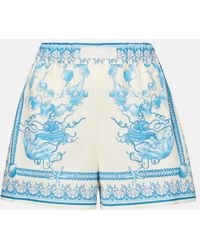 Versace - Underwater Barocco Cotton Poplin Shorts - Lyst