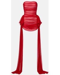 Norma Kamali - Bow-Detail Gathered Mesh Minidress - Lyst
