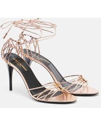 Saint Laurent - Babylone 90 Metallic Leather Sandals - Lyst
