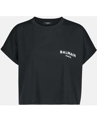 Balmain - Camiseta de punto fino con logo - Lyst