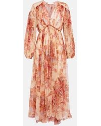 Zimmermann - Vestido Largo Devi Floral Plisado - Lyst