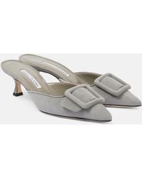 Manolo Blahnik - Maysale 50 Suede Mules - Lyst