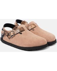 Birkenstock - Tokio Snake-Effect Suede Clogs - Lyst