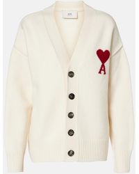 Ami Paris - Ami De Cour Virgin Wool Cardigan - Lyst