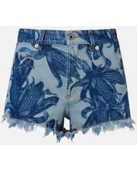 Loewe - Paula's Ibiza Frayed Printed Denim Shorts - Lyst