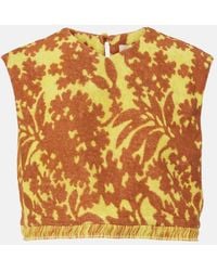 ALÉMAIS - Amarillo Printed Cotton-Blend Crop Top - Lyst