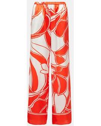 SIR. - Ramona Printed Silk Satin Wide-Leg Pants - Lyst