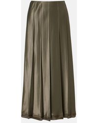 Vince - Pleated Satin Midi Skirt - Lyst