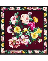 Dolce & Gabbana - Panuelo de saten de seda floral - Lyst