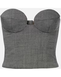 Magda Butrym - Herringbone Wool-Blend Bustier Top - Lyst