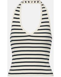 Nili Lotan - Britt Striped Halterneck Cotton Top - Lyst