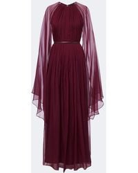 Max Mara - Elegante Belted Silk Chiffon Gown - Lyst