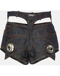 Area - Shorts En Denim Adornados Con Aberturas - Lyst
