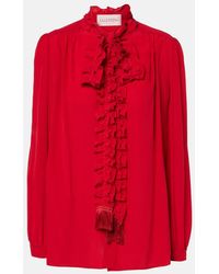 Valentino - Ruffled Silk Crepe De Chine Blouse - Lyst