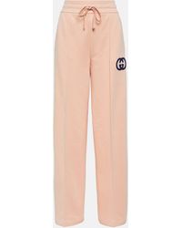 Gucci - GG Embroidered Cotton Jersey Sweatpants - Lyst