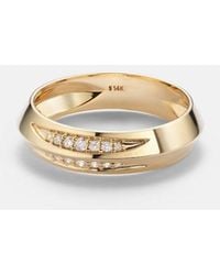 STONE AND STRAND - Ring Knife Edge Aus 14Kt Gelbgold Mit Diamanten - Lyst