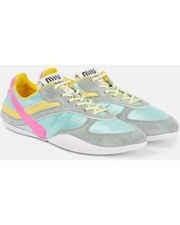 Miu Miu - Gymnasium Suede And Technical Sneakers - Lyst