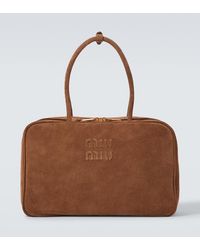 Miu Miu - Logo Suede Tote Bag - Lyst