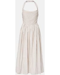 Markarian - Vestido Midi De Algodon A Rayas - Lyst