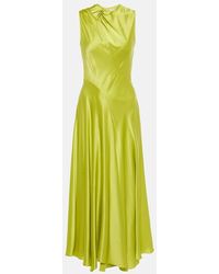 ROKSANDA - Alma Gathered Silk Satin Midi Dress - Lyst