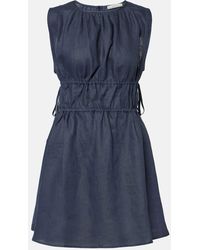 Asceno - Como Gathered Linen Minidress - Lyst