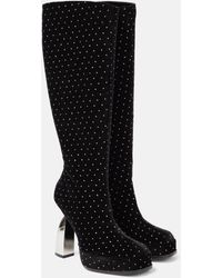 NODALETO - Angel S Embellished Velvet Knee-high Boots - Lyst