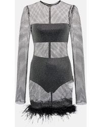 GIUSEPPE DI MORABITO - Feather-Trimmed Embellished Minidress - Lyst