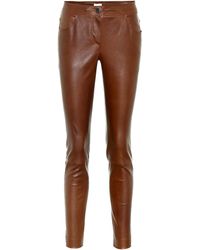 Brunello Cucinelli Pantalones de piel - Marrón