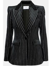 Alex Perry - Crystal-Embellished Pinstripe Velvet Blazer - Lyst