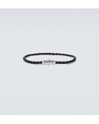 Bottega Veneta - Braided Leather And Sterling Bracelet - Lyst