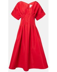 Carolina Herrera - Gathered Silk Midi Dress - Lyst