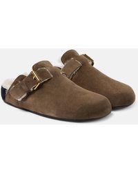 Isabel Marant - Slippers Mirvin Aus Veloursleder Mit Shearling - Lyst