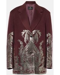 Etro - Verzierter Mantel Aus Wolle Und Kaschmir - Lyst