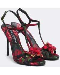 Dolce & Gabbana - Embellished Floral Sandals - Lyst