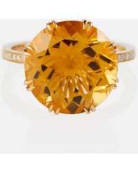 Ileana Makri - 18kt Yellow Gold Ring With Orange Citrine And Diamonds - Lyst