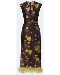 La DoubleJ - Devon Feather-Trimmed Jacquard Midi Dress - Lyst