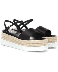 Miu Miu Sandales à plateforme en satin - Noir