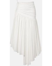Self-Portrait - Asymmetric Cotton Poplin Midi Skirt - Lyst