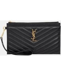 Saint Laurent - Monogramme Beutel Aus Gestepptem Strukturiertem Leder - Lyst