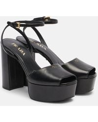 Prada - Plateausandalen Aus Leder - Lyst
