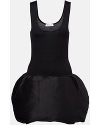 Alaïa - Vestido Corto En Mezcla De Lana Con Paneles De Plumas - Lyst