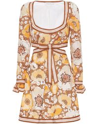 Zimmermann Minikleid Super Eight aus Leinen - Mehrfarbig