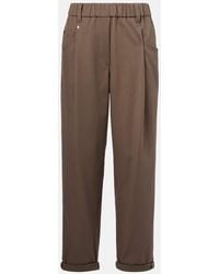 Brunello Cucinelli - Schmale Hose Aus Einem Baumwollgemisch - Lyst