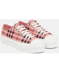 Burberry - Jack Check-print Leather Low-top Trainers - Lyst